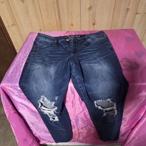 American Eagle Outfitters Dark Blue Distressed Streth Jegging